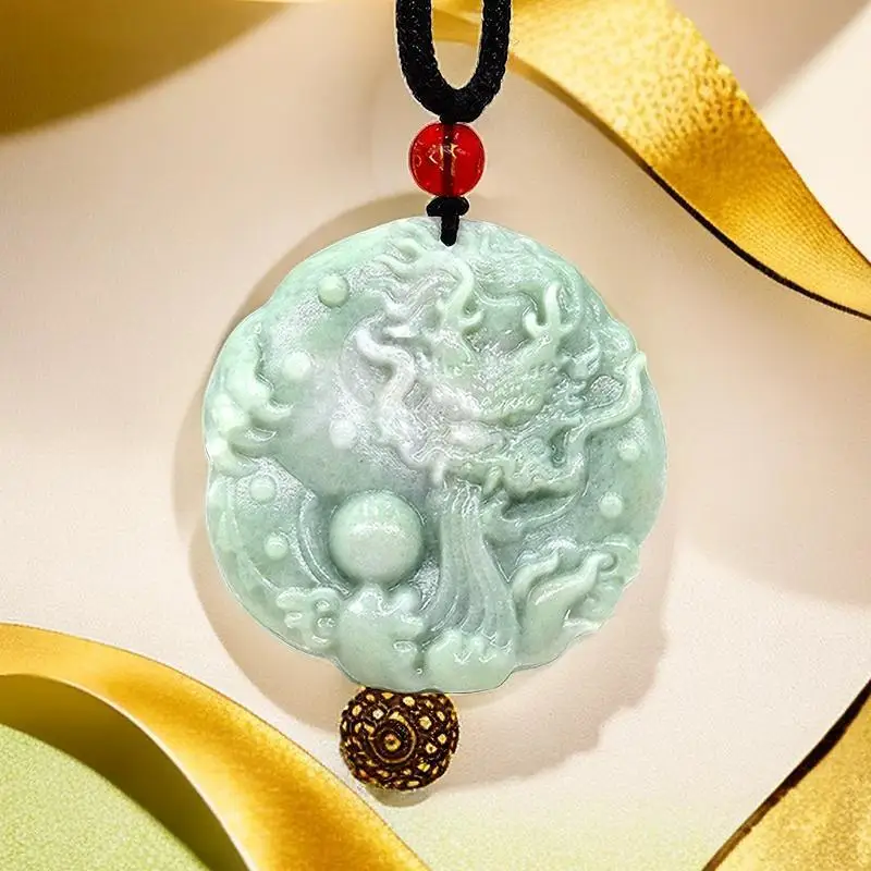 Vintage Fashion In Chinese - Collier pendentif dragon sculpté vert, breloques