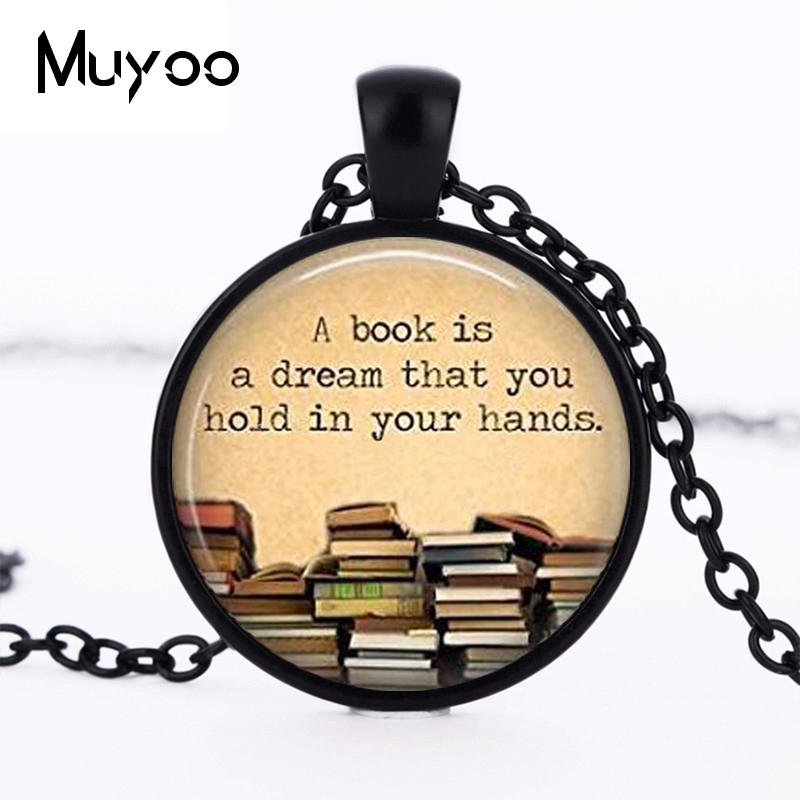 Vintage Fashion Library - Collier Cabochon avec pendentif pour livre