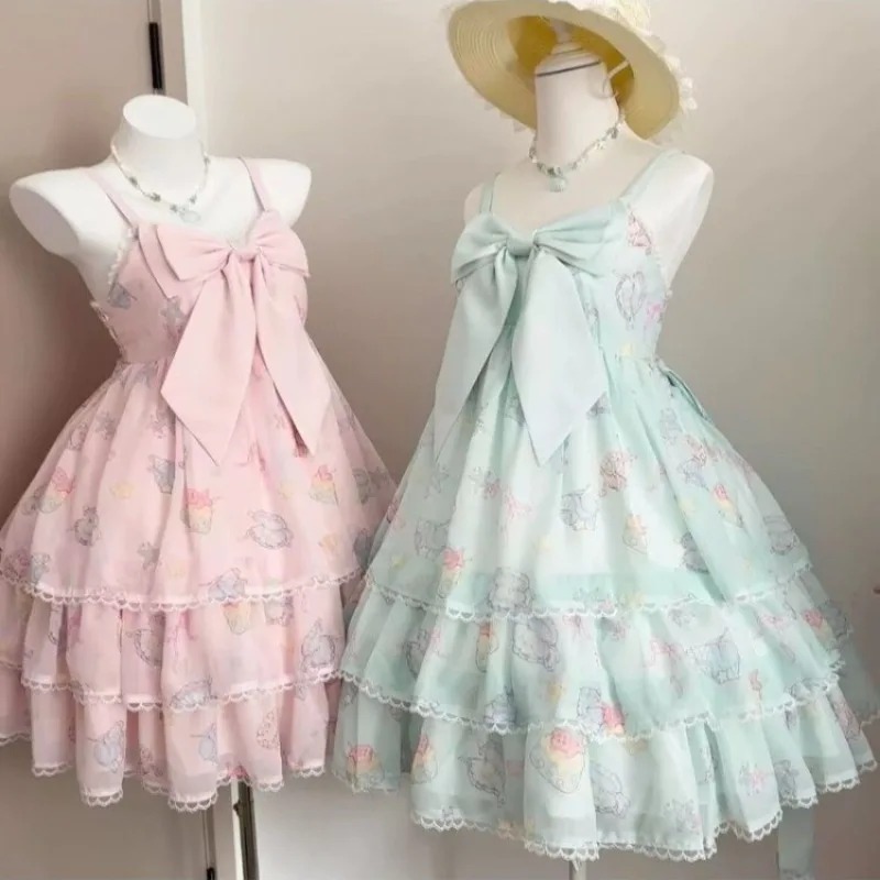 Vintage Y2K - Robe mini Lolita japonaise Kawaii d'été,