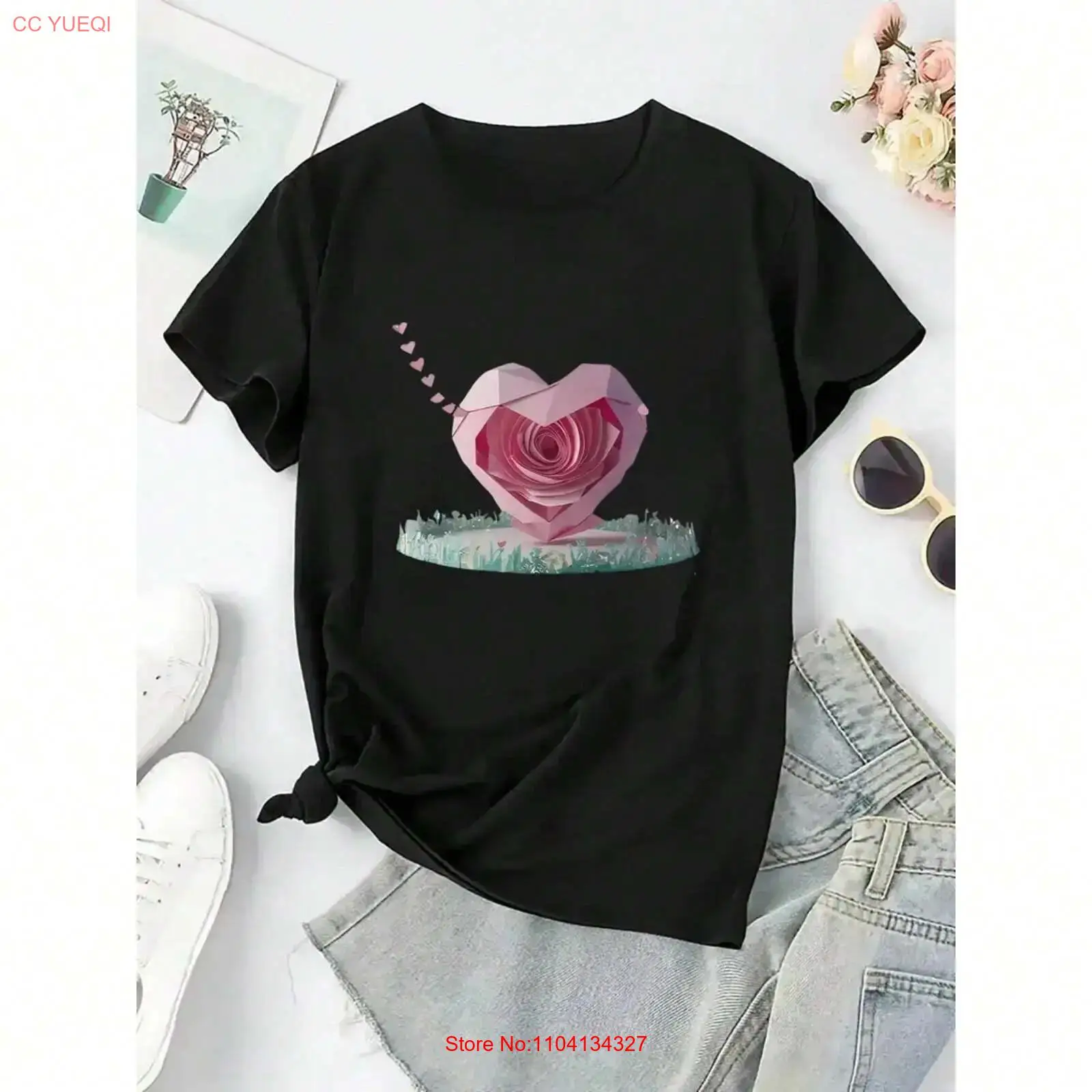 Vintage Fashion Patterns - T-shirt unisexe vintage imprimé motif cœur