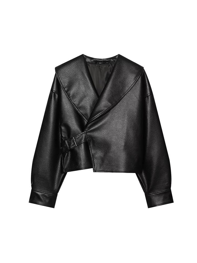 Vintage Fashion Retro Outfit - Veste Courte Femme en Similicuir PU