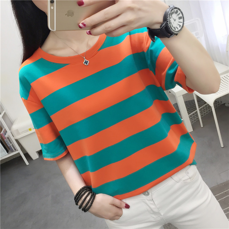 Vintage Fashion Influencers - T-shirt tendance rayé à manches courtes