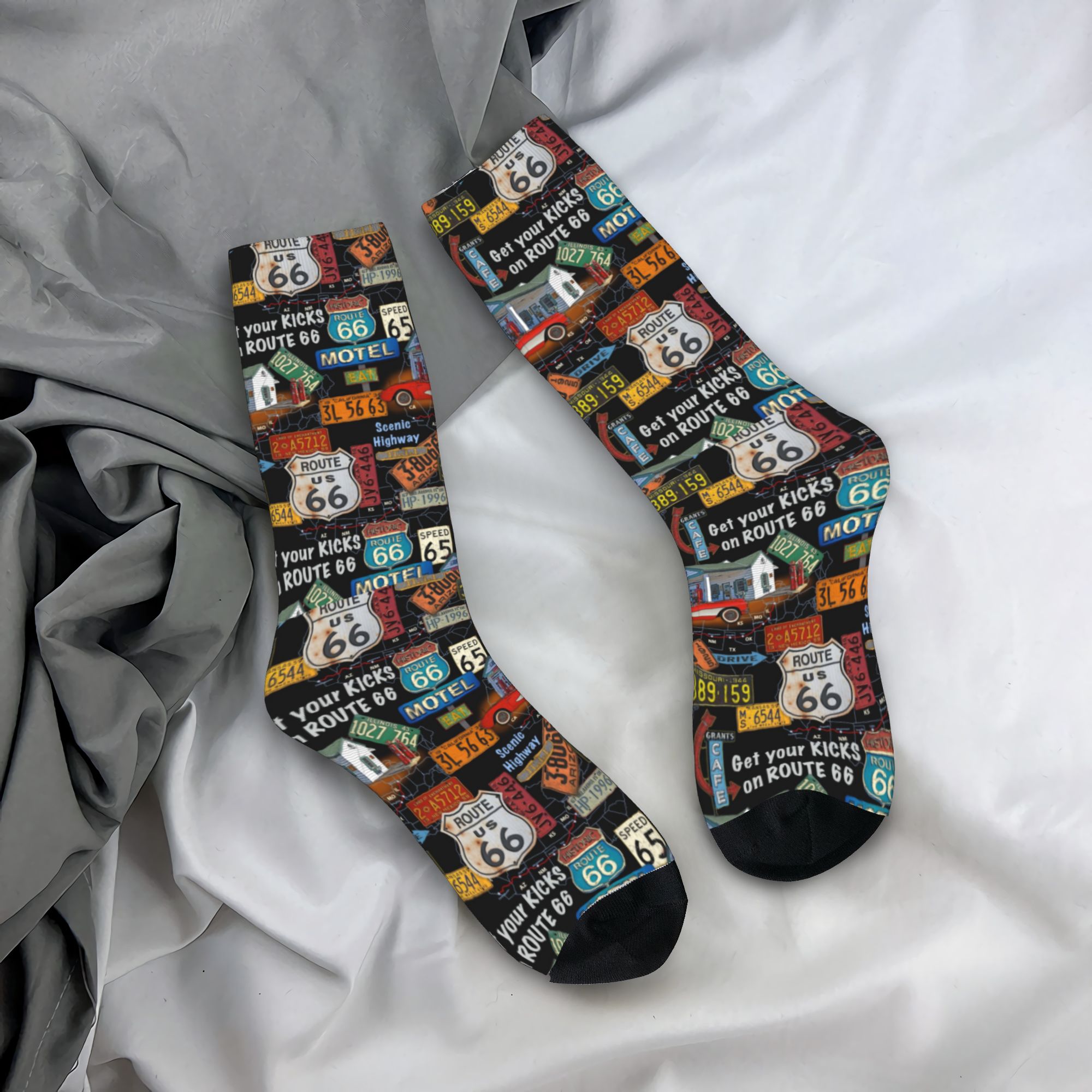 Vintage Fashion For Mens - Chaussettes personnalisées vintage America Road Route