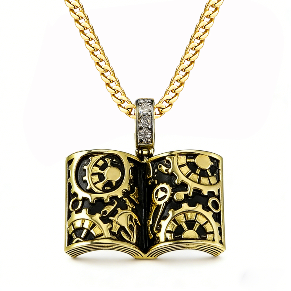 Vintage Fashion Library - VANAXIN Collier Pendentif Livre Rétro Punk