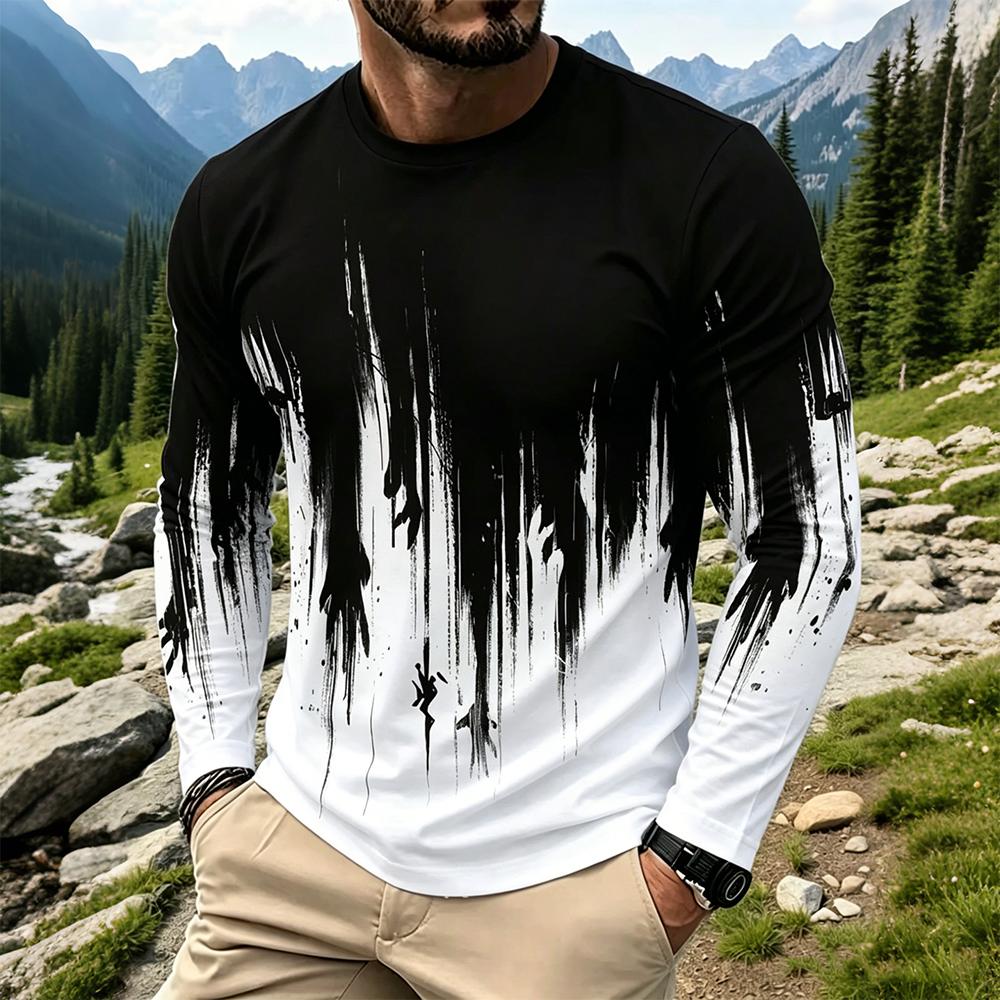Vintage Fashion For Mens - T-shirt à manches longues dégradé effet