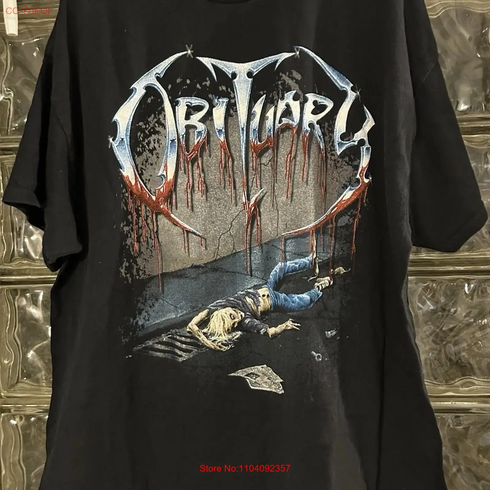T-shirt Obituary noir, rééditi - Vintage Fashion Obituaries avis et prix