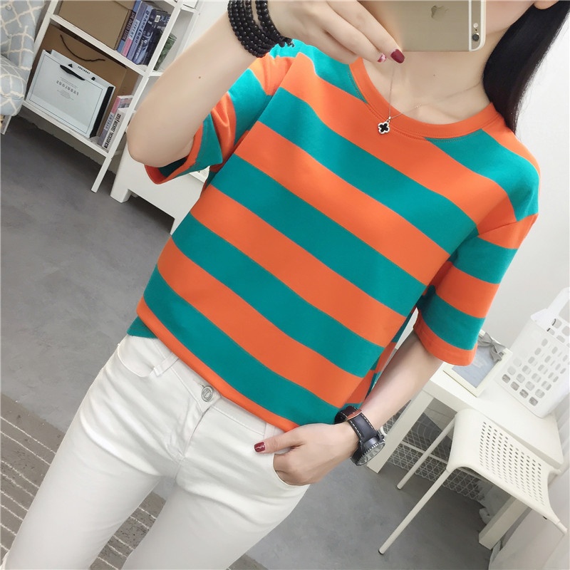 T-shirt tendance rayé à manche - Vintage Fashion Influencers avis et prix