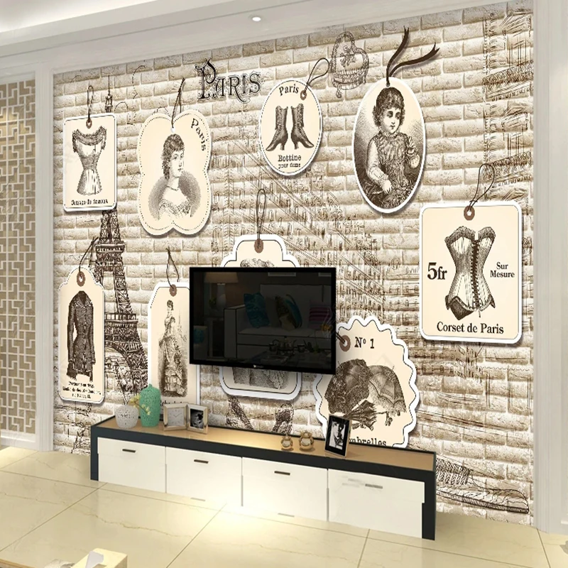 Papier peint photo 3D mural st - Vintage Fashion Labels avis et prix